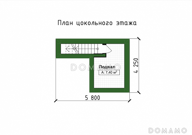 Проект утепленного гаража из газобетона с навесом и погребом / План цокольного этажа
