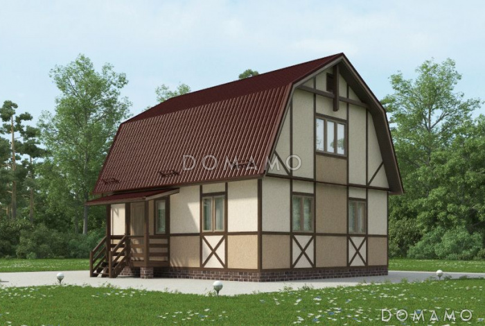 Проект простого каркасного дома без санузла 7х8