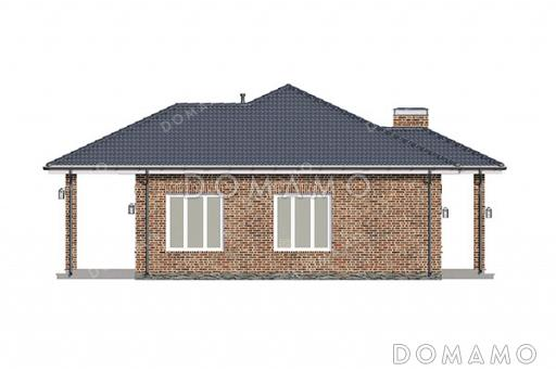 Проект одноэтажного дома с тремя спальнями, сауной и местами для хранения / Фасад 2