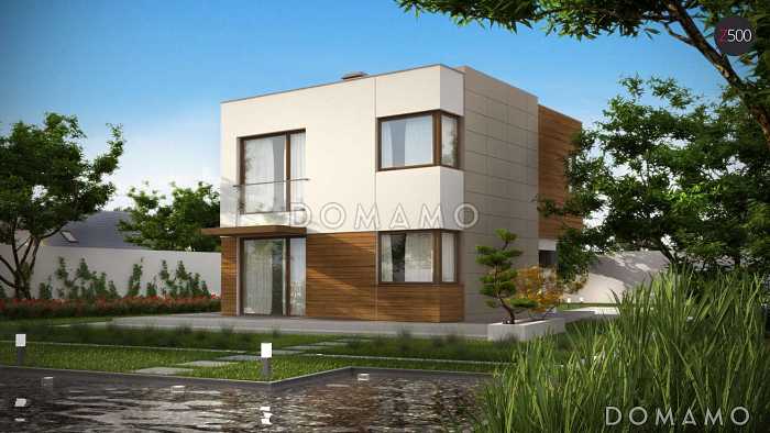 Проект двухэтажного дома из кирпича в стиле кубизм со спальной зоной на втором этаже