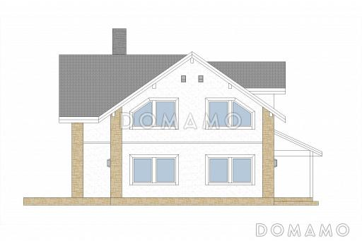 Проект дома из газобетона с навесом для машины / Фасад 2
