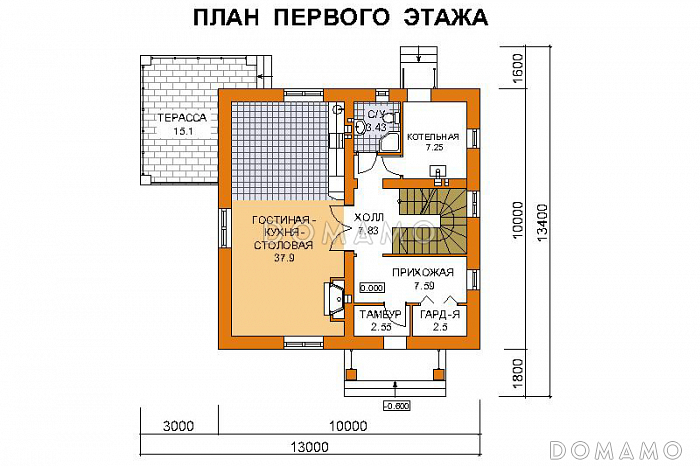 Проект дома из СИП панелей до 150 кв.м / План 1 этажа