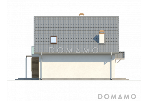 Проект классического мансардного дома из кирпича с кабинетом, с эркером и балконом / Фасад 4