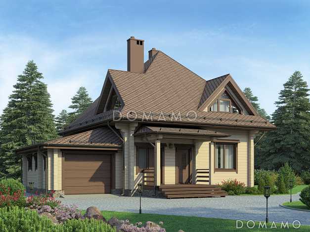 Проект дома из бруса с гаражом