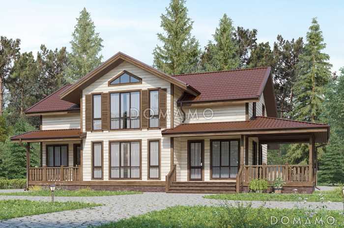 Проект каркасного дома с просторной гостиной