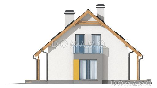 Проект классического мансардного дома из кирпича с кабинетом и большим техническим помещением и гаражом / Фасад 2