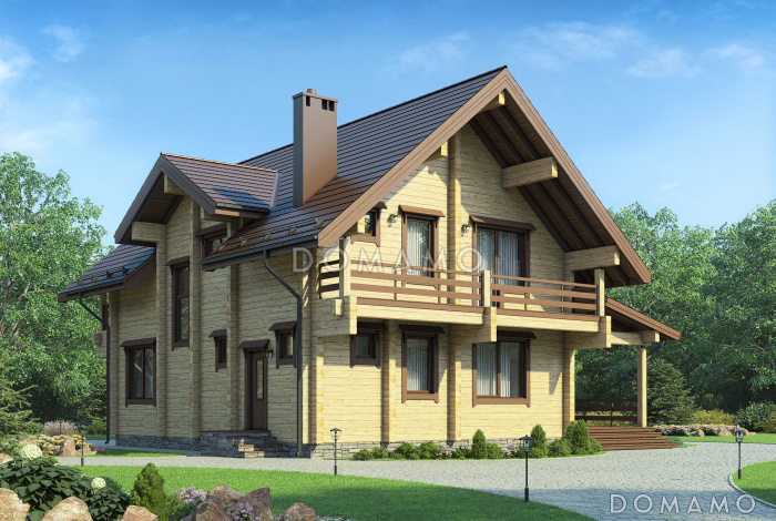 Проект дома из бруса с гостевым блоком