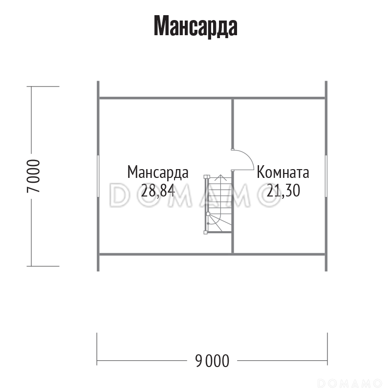 Проект каркасного дома с логичной планировкой внутреннего пространства / План мансардного этажа