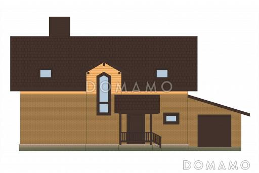 Проект каркасного дома с эркером и гаражом для одной машины / Фасад 1