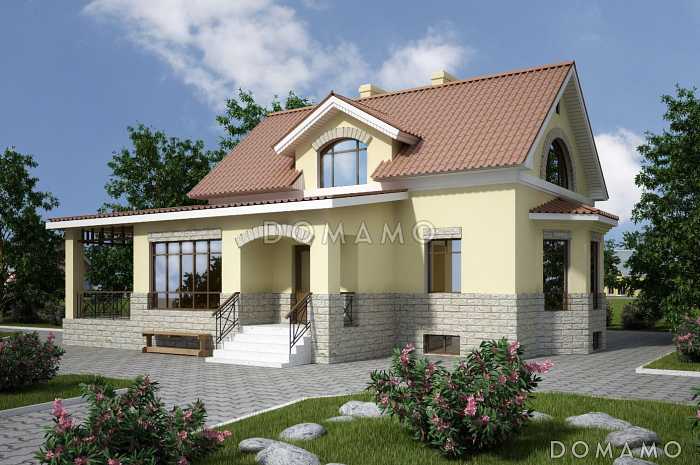 Проект кирпичного дома с верандой