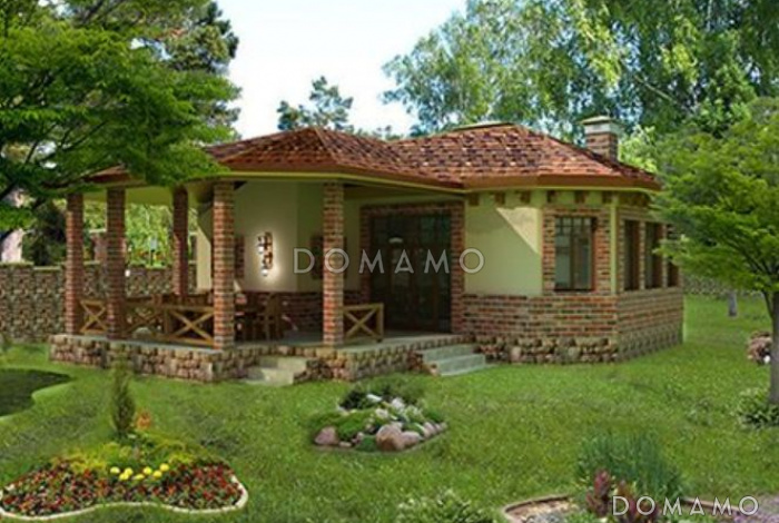 Проект беседки из кирпича с парной и санузлом