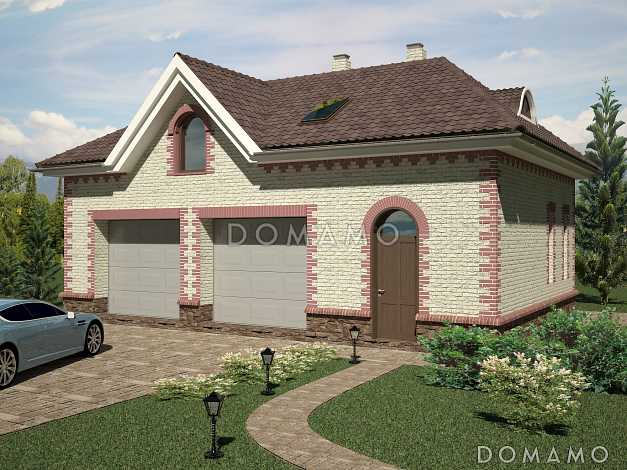 Проект гаража на 2 машины с котельной и  мансардой