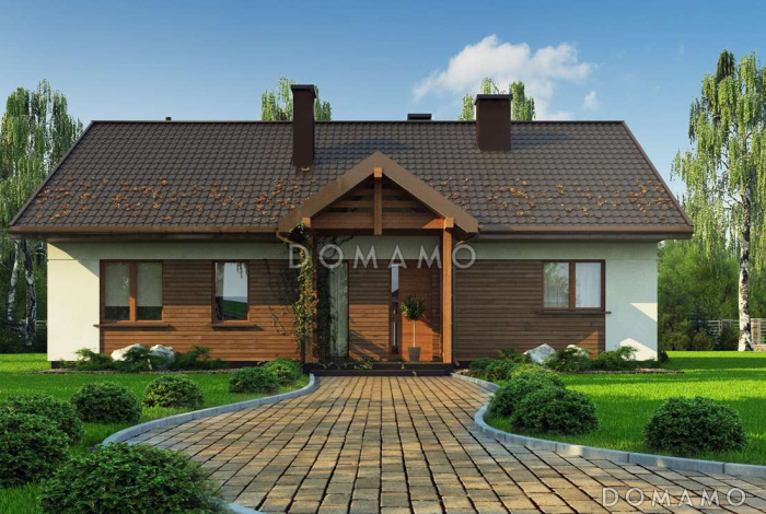 Проект уютного одноэтажного дома из газобетона с разделением дневной зоны и зоны отдыха