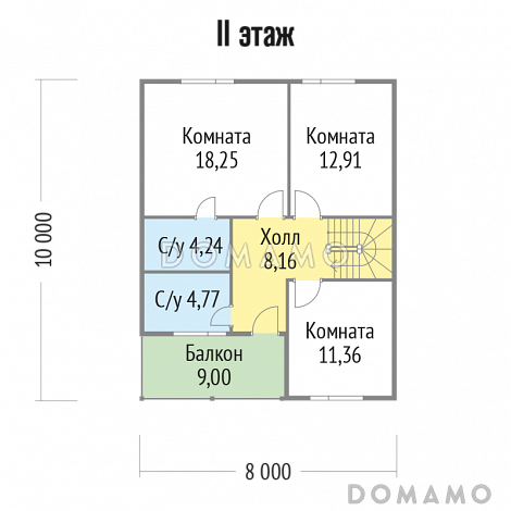 Проект стильного каркасного дома с балконом / План мансардного этажа