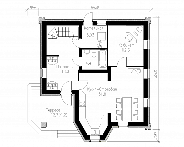 Проект готического коттеджа / План 1 этажа