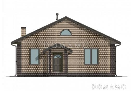 Проект компактного одноэтажного дома из газобетона с 3 спальнями, котельной и постирочной / Фасад 1