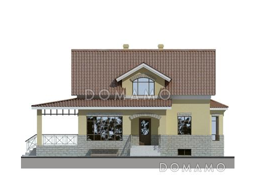 Проект кирпичного дома с верандой / Фасад 3