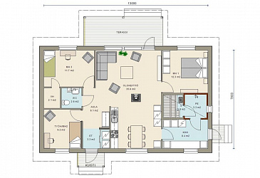 Проект экономичного каркасного дома с односкатной крышей / План 1 этажа