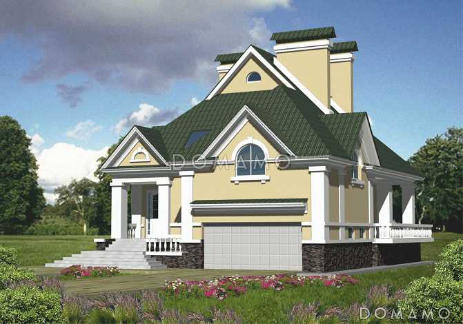 Проект коттеджа с спортзалом и гаражом на две машины