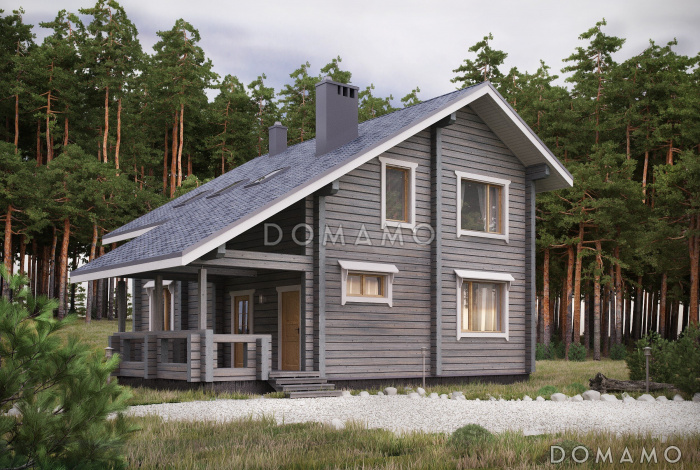 Проект двухэтажного дома из бруса в скандинавском стиле с котельной
