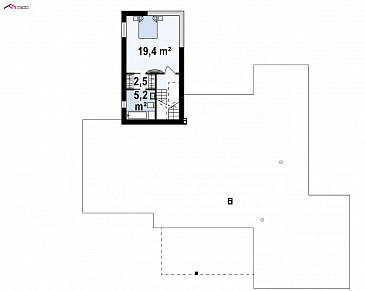 Проект современного трёхуровнего дома из газобетона с плоской крышей, с большим гаражом, спортзалом и сауной  / План 2 этажа