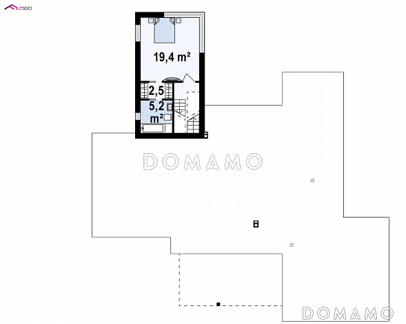 Проект современного трёхуровнего дома из газобетона с плоской крышей, с большим гаражом, спортзалом и сауной  / План 2 этажа