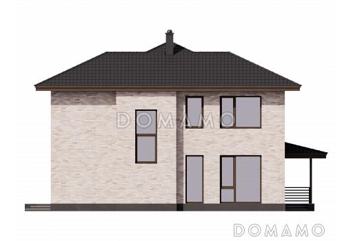Проект дома с гаражом, мастер-спальней и комнатой на первом этаже / Фасад 4