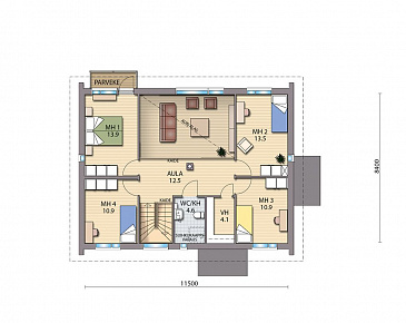 Проект многофункционального двухэтажного каркасного дома / План 2 этажа