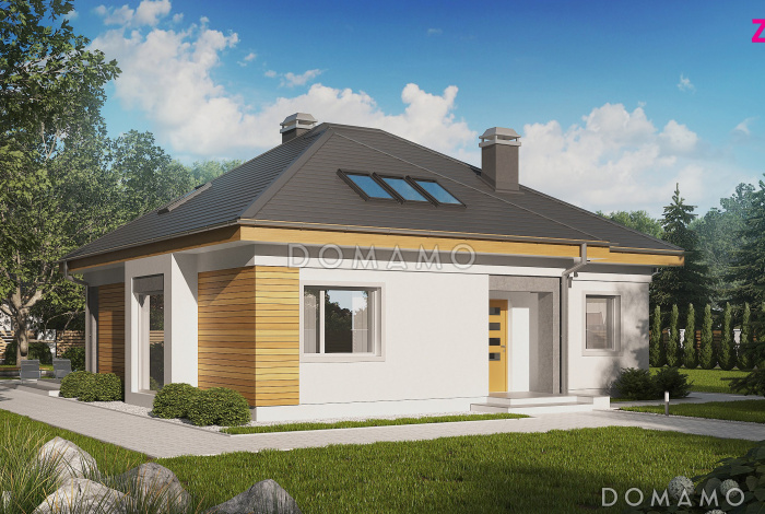 Проект мансардного дома из кирпича с двумя спальнями на первом этаже и двумя на мансарде