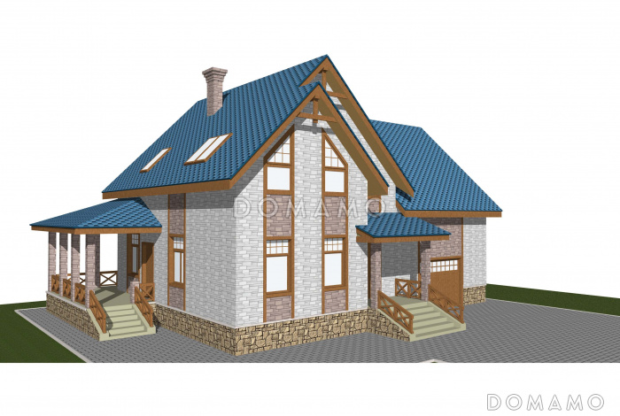 Проект двухэтажного коттеджа с большим гаражом