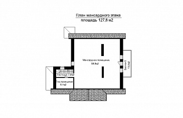 Проект загородного дома с пристроенным задним бассейна из светопрозрачных конструкций / План мансардного этажа