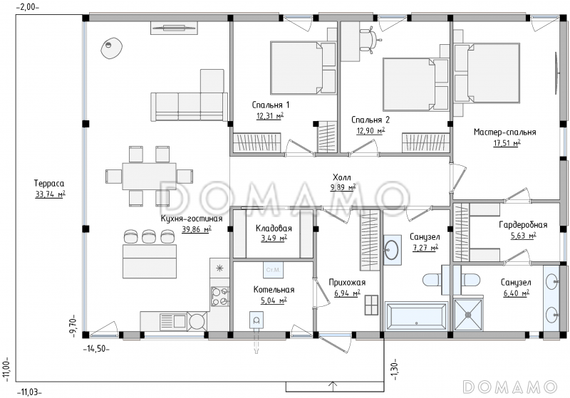 SCANDI 127 / План 1 этажа