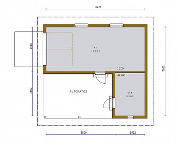 Проект каркасного гаража и навеса с хозблоком / План 1 этажа