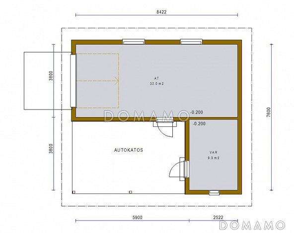 Проект каркасного гаража и навеса с хозблоком / План 1 этажа