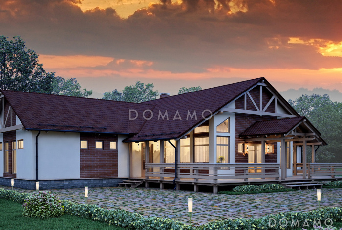 Проект большого усадебного дома с парадной гостиной, тремя спальнями и приватной зоной хозяев