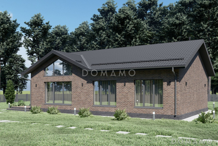 Проект одноэтажного дома с большими окнами S-108