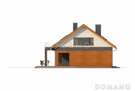 Проект одноэтажного мансардного дома из газобетона с дополнительной спальней на первом этаже  / Фасад 2