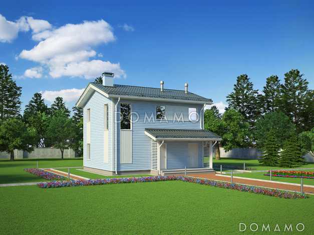 Проект двухэтажного каркасного дома с двумя спальнями на втором этаже