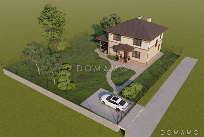 Проект двухэтажного дома с тремя спальнями на втором этаже и одной на первом этаже