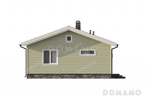 Проект простого дома с тремя спальнями, котельной и кухней-гостиной / Фасад 2