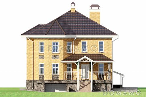 Проект рационально запланированного дома с цокольным этажом / Фасад 1