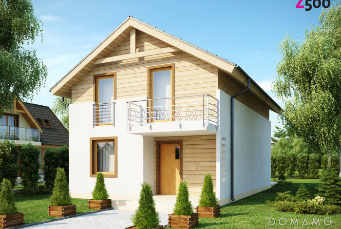 Проект одноэтажного мансардного дома из кирпича с кабинетом и с высокой аттиковой стеной