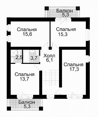 Проект дома из кирпича с сауной / План 2 этажа