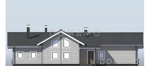 Проект каркасного дома с панорамным остеклением с тремя спальнями / Фасад 4