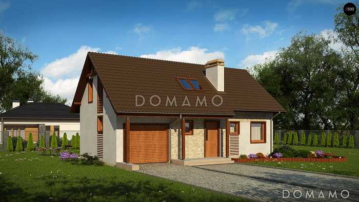 Проект мансардного дома из кирпича с четырьмя спальнями и гаражом