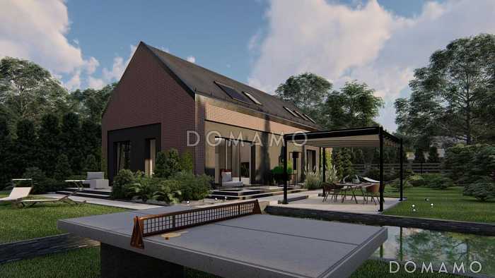 Проект современного загородного дома со вторым светом, гаражом, гостевой с санузлом на первом этаже