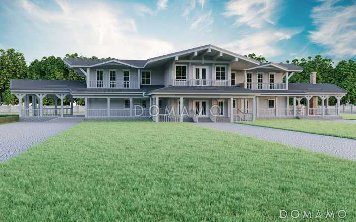 Проект дома из клееного бруса с двумя огромными террасами