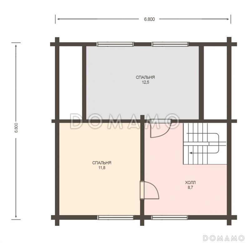 Проект дачного дома с мансардой до 100 м. кв. из клееного бруса / План мансардного этажа