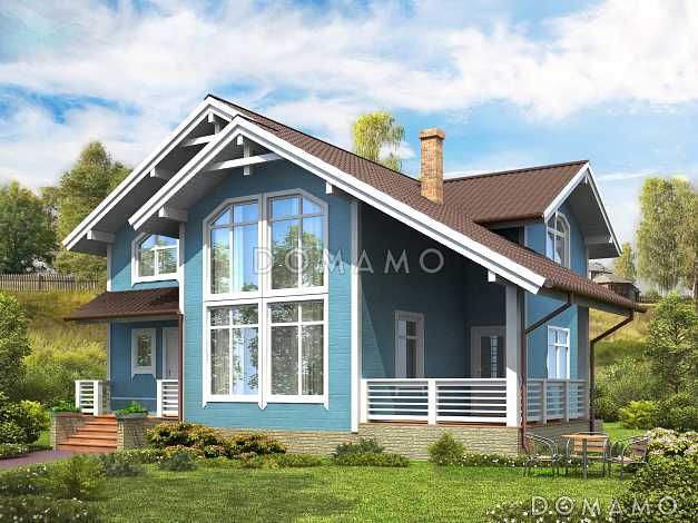 Проект каркасного дома со вторым светом и маленькой сауной