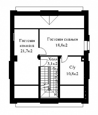 Проект жилого дома для сблокированного строительства на площадке с рельефом / План мансардного этажа
